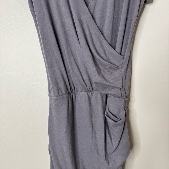 NWT Standard James Perse Gray Surplice Bust Ruched Short Sleeve Cotton Dress - Picture 3 of 12